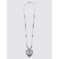 M&S Collection Etched Heart Long Necklace