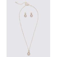 ms collection gold plated diamant necklace earrings set