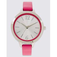 ms collection round face case strap watch