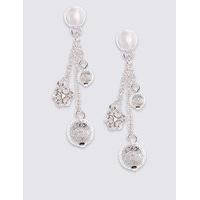 M&S Collection Silver Plated Diamanté Cluster Earrings