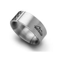 M.Schumacher Stainless Steel Chequered Flag Band Ring