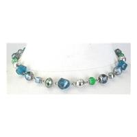 M&S blue/green faceted bead necklace