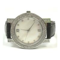 M&S black leather round face watch