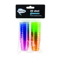 multicoloured pack of 20 shot glasses