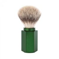 Muhle Hexagon Aluminium Handle Synthetic Silvertip Fibre Shaving Brush in Forest Green Finish