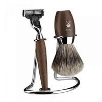 Muhle Bog Oak 3 Piece Gillette Mach3 Shaving Set with Best Badger Hair Shaving Brush