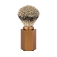 Muhle Hexagon Aluminium Handle Silvertip Badger Hair Shaving Brush in Bronze Finish