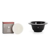 Muhle Black Porcelain Lathering Bowl With 65g Sandalwood Shaving Soap Refill