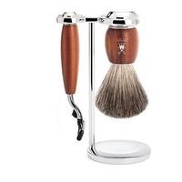 muhle vivo plum wood 3 piece gillette mach3 shaving set with pure badg ...