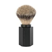 Muhle Hexagon Aluminium Handle Silvertip Badger Hair Shaving Brush in Graphite Finish