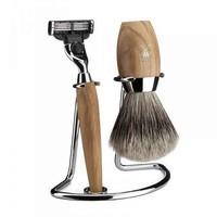 Muhle Olivewood 3 Piece Gillette Mach3 Shaving Set with Best Badger Hair Shaving Brush