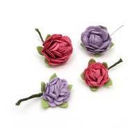 Mulberry Blush Paper Rose Embellishments 18 Pack