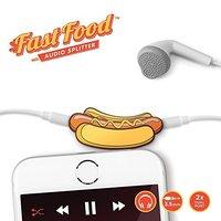 Mustard Earphone Splitter Adaptor Keychain - Brown Fast Food Hot Dog