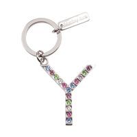 Multicoloured Diamante Keyring Letter Y