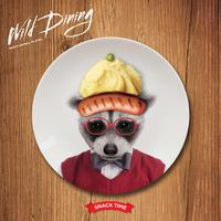 Mustard Wild Dining Raccoon Ceramic Small Size Dinner Plate