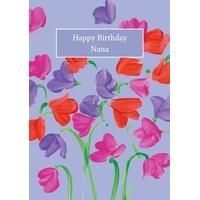 multi colour sweet pea personalised birthday card scribbler cards