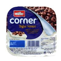 muller corner crunch toffee yoghurt with cereal hoops