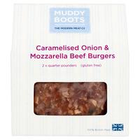 muddy boots caramalised onion mozzarella burger 2 pack