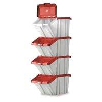 Multi Function Storage Container and Lid Red (1 x Pack of 4)