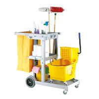 multi purpose janitorial trolley in grey