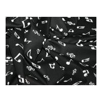 musical notes print cotton poplin fabric black white