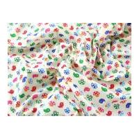 mushrooms birds print polycotton dress fabric cream