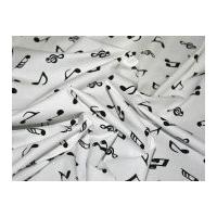 Musical Notes Print Cotton Poplin Fabric Ivory & Black