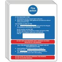 multi pack of 5 sign fire action notice250 x 300 vinyl