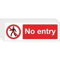 MULTI PACK OF 5 - SIGN NO ENTRY300 x 100 VINYL