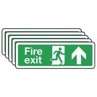 MULTI PACK OF 5 - SIGN FIRE EXIT ARROW UP300 x 100 VINYL