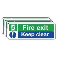 MULTI PACK OF 5 - SIGN FIRE EXIT KEEP CLEAR300 x 100 VINYL