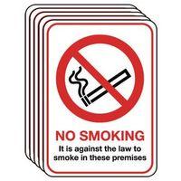 MULTI PACK OF 5 - NO SMOKING SIGN A5 RIGID PLASTIC