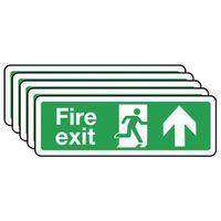 MULTI PACK OF 5 - SIGN FIRE EXIT ARROW UP300 x 100 RIGID PLASTIC