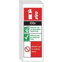 MULTI-PACK OF 5 - SIGN CO2 EXTINGUISHER 75 x 210 RIGID PLASTIC