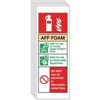 MULTI-PACK OF 5 - SIGN AFF FOAM EXTINGUISHER 75 x 210 RIGID PLASTIC