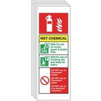 multi pack of 5 sign wet chemical extinguisher 75 x 210 vinyl