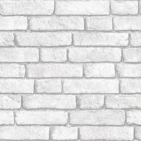 Muriva White Brick Wall Wallpaper