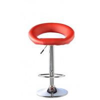 Murry Bar Stool In Red Faux Leather With Chrome Base