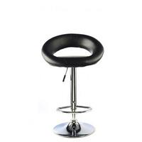 Murry Bar Stool In Black Faux Leather With Chrome Base