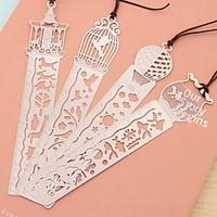 Multi-Function Metal Hollow-out Drawing Ruler Bookmark(Birdcage)