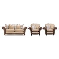 Murella Fabric Scatter Back 3 Seater and 2 Armchair Suite Caramel
