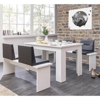 Munich Dining Table In White And 2 Dining Benches With Seats