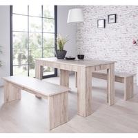 Munich Dining Table In Sorrento Oak With 2 Dining Benches