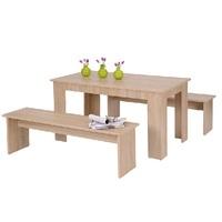 Munich Dining Table In Sonoma Oak With 2 Dining Benches