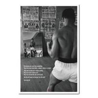 Muhammad Ali Poster Gym Quote White Framed - 96.5 x 66 cms (Approx 38 x 26 inches)
