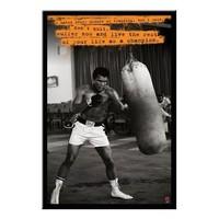 Muhammad Ali Punchbag Poster Black Framed