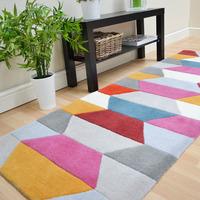 multi coloured geometric wool rug funk 70x200
