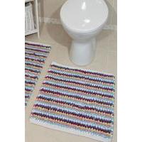 multi striped cotton bath mats pom pom 50cm x 50cm 1ft 8 x 1ft 8