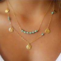 Multi disc Turquoise Necklace