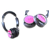 MusicMan Wireless BassHead MP3 Stereo Headphones In Pink